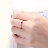 1ct Round Cut Pink Ruby 5 Stone Minimalist Engagement Ring 14k YellowGold Finish