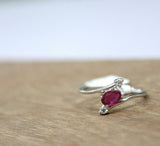 1ct Engagement Ring Oval Cut Pink Ruby Trilogy Bypass 14k White Gold Finish