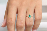 1.2ct Pear Cut Green Emerald Diamond Crown Engagement Ring 14k YellowGold Finish