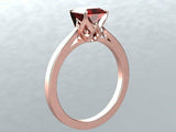 1.2ct Princess Cut Pink Ruby Solitaire Wedding Engagement Ring 14k RoseGold Over