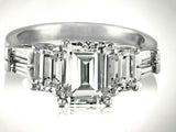 3.5Ct Emerald Cut Diamond Stylish Trilogy Engagement Ring 14K White Gold Finish