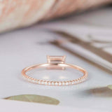 1ct Emerald Cut Peach Morganite Accents with Solitaire Ring 14k Rose Gold Finish