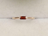 0.4ct Baguette Cut Red Garnet Minimalist Engagement Ring 14k Rose Gold Finish