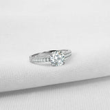 2ct Round Cut Diamond Solitaire Ring with Channel Set Accent 14k White Gold Over