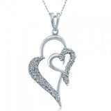 1ct Round Cut Diamond Double Heart Women Pendant With Chain 14k WhiteGold Finish