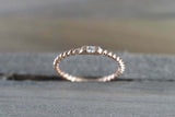 0.1ct Round Cut Diamond Engagement Ring Rope Design Minimalist 14k RoseGold Over