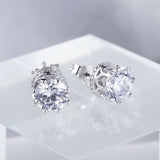 1ct Round Cut Diamond Solitaire Crown Stud Women Earrings 14k White Gold Finish