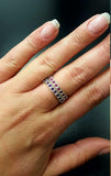 1ct Wedding Band Round Cut Purple Amethyst Half Eternity 14k White Gold Finish