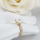 2.5ct Princess Diamond Engagement Ring Two Row Round Accent 14k Yellow Gold Over