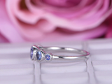 1.4ct Round Cut Blue Tanzanite Engagement Ring Five Stone 14k White Gold Finish