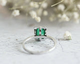 3Ct Green Emerald Diamond Accent Halo Women Engagement Ring 14K White Gold Over