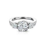 Solitaire Trilogy Engagement Ring 1.25ct Round Cut Diamond 14k White Gold Finish