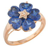 5ct Engagement Ring Heart Cut Blue Sapphire Floral Women 14k Rose Gold Finish