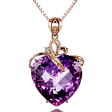 2ct Heart Cut Purple Amethyst Pendant Unique Design 14k RoseGold Finish NO CHAIN