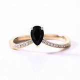 Curved Half Eternity Wedding Band 1.3ct Pear Cut Black Diamond 14k RoseGold Over