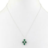 4ct Green Emerald Pendant with Chain Heart Cut Four Heart 14k White Gold Finish