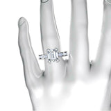 Solitaire with Accent Milgrain Ring 2ct Emerald Cut Diamond 14k WhiteGold Finish