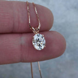 1ct Oval Cut VVS1D Diamond Pendant Solitaire Women 14k Rose Gold Finish NO CHAIN