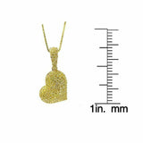 4ct Round Cut Yellow Sapphire Iced Hanging Heart Pendant 14k Yellow Gold Finish