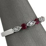 2Ct Round Cut Alternate Ruby Diamond Vintage Wedding Band 14K White Gold Finish