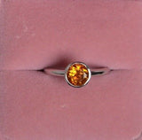 2ct Round Cut Yellow Citrine Engagement Ring 14k White Gold Finish Bezel Set