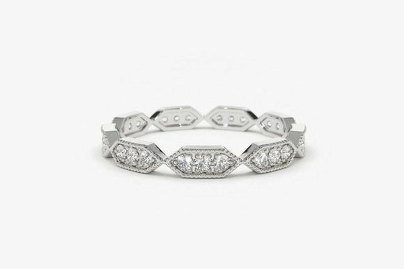 1.3ct Wedding Ring Band Round Cut Diamond Eternity Stackable 14k White Gold Over