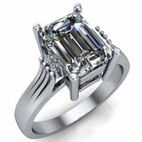 3ct Emerald Cut Diamond Solitaire with Accent Vintage Ring 14k YellowGold Finish