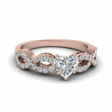 1ct Heart Cut VVS1 Diamond Infinity Design Engagement Ring 14k Rose Gold Finish