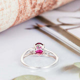 1.5ct Oval Cut Pink Ruby Engagement Ring Split Shank 14k White Gold Finish