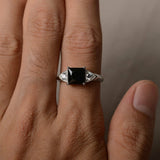 Trilogy Wedding Engagement Ring 2ct Princess Black Diamond 18k White Gold Finish