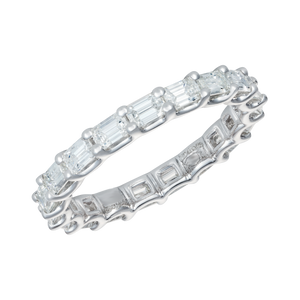 5Ct Baguette Cut Diamond Stylish Full Eternity Wedding Band 14K White Gold Over