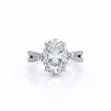 2ct Oval Cut Diamond Engagement Ring Hidden Halo Solitaire 14k White Gold Finish