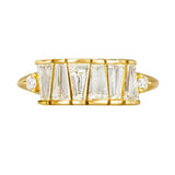 1.2ct Baguette Diamond Engagement Ring 14k Yellow Gold Finish Tapered Lineup Bar