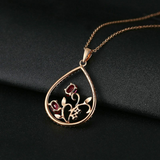 2ct Oval Cut Pink Ruby Flower Design Pendant 14k Rose Gold Finish NO CHAIN