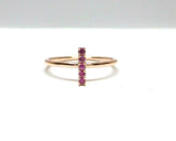 0.3ct Engagement Ring Round Cut Pink Ruby Vertical Bar Women 14k Rose Gold Over