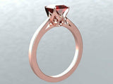 1ct Princess Cut Red Garnet Solitaire Engagement Ring 14k Rose Gold Finish