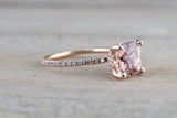 1.2ct Emerald Cut Peach Morganite Solitaire Engagement Ring 14k Rose Gold Finish