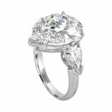 3ct Pear Cut Diamond Accents Trilogy Engagement Ring 14k White Gold Finish