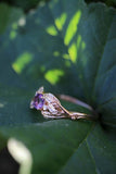 1ct Round Cut Amethyst Engagement Ring Floral Petal Leaf 14k Yellow Gold Finish