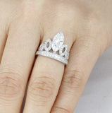 2.6ct Marquise Cut Diamond Engagement Ring Princess Crown 14k White Gold Finish