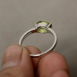 0.8ct Oval Cut Green Peridot Engagement Ring 14k White Gold Finish Solitaire