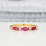 1ct Marquise Pink Ruby Wedding Band Half Eternity Stackable 18k Yellow Gold Over