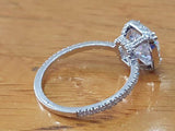 1.5ct Cushion Cut VVS1 Diamond Accents Halo Engagement Ring 14k WhiteGold Finish