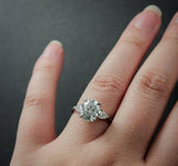 Pear Accents Trilogy Engagement Ring 2ct Oval Cut Diamond 14k White Gold Finish