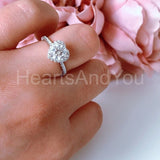 1ct Round Cut Moissanite Heart Shape Halo Engagement Ring 14k White Gold Plated