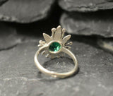 1ct Engagement Ring Oval Cut Green Emerald Leaf Floral 14k White Gold Finish