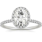 4Ct Oval Cut Diamond High Set Halo Women Engagement Ring 14K White Gold Finish