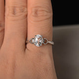 Promise Solitaire Engagement Ring 1ct Oval Cut Diamond 14k White Gold Finish