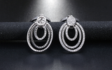 2.6ct Round Cut Diamond Big Round Hollowed Dangle Earrings 14k White Gold Finish