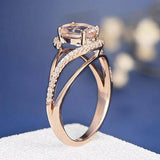 1.3ct Oval Cut Peach Morganite Engagement Ring 18k Rose Gold Finish Split Shank